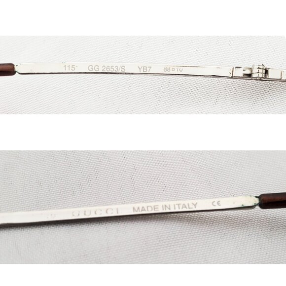 Gucci Womens GG 2653 S YB7 Vintage 90s Rectangle Semi Rimless Wrap Sunglasses - Picture 6 of 13